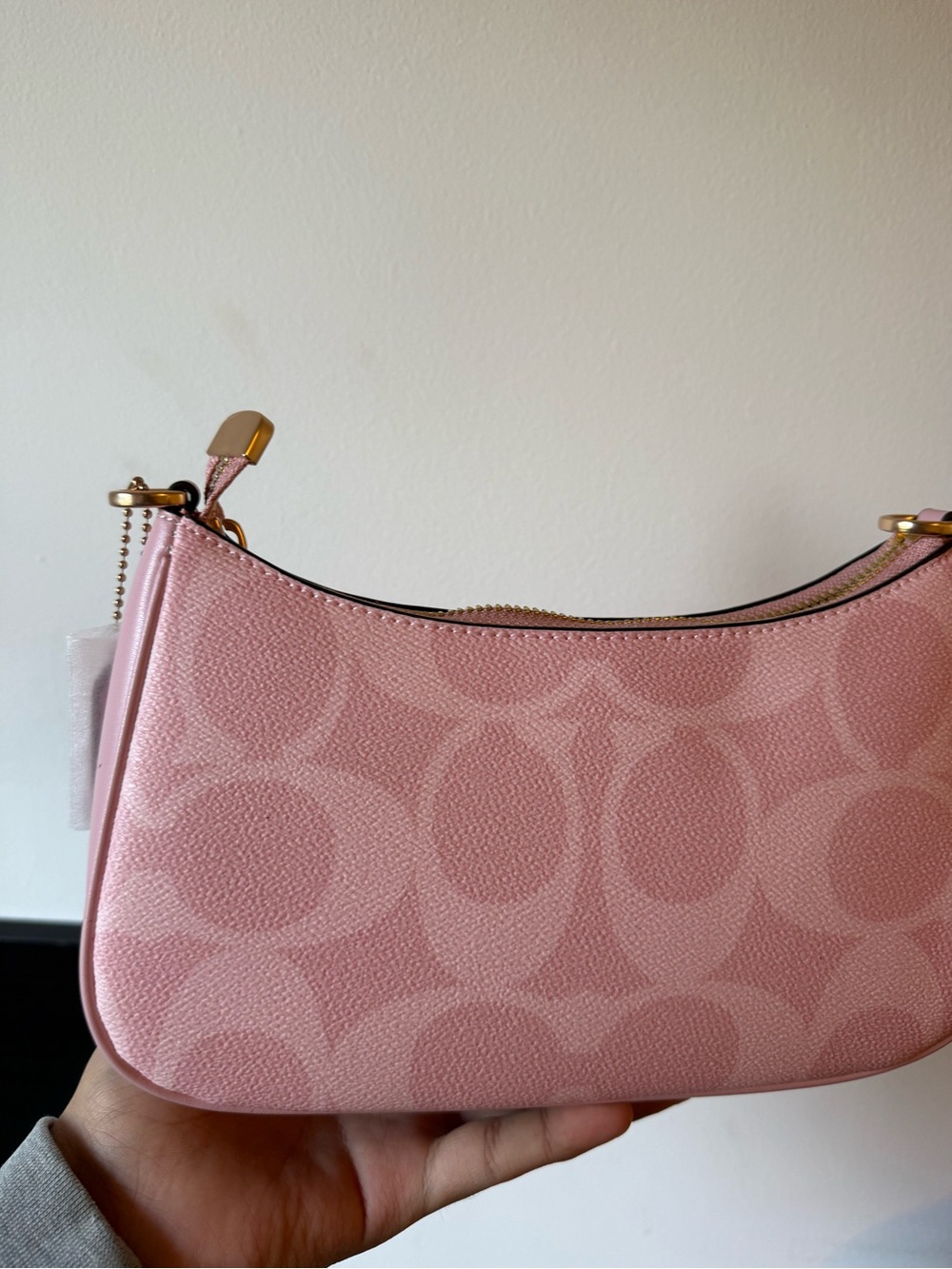 Coach Pink Signature Convertible Crossbody Bag with Gold Hardware - Picture 2 of 7